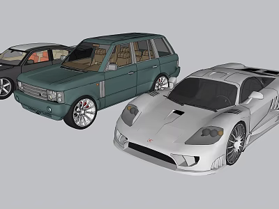 Modern Car Showcase With SUV Sports Car And Sedan Design Styles 3d model