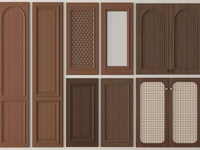 Kitchen Cabinet Doors With Multiple Panel Styles Wood Grain And Glass Insert Designs 3d model