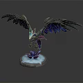 Mythical Creature 3D Model With Large Wings And Glowing Blue Base Design 3d model