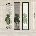Modern Decorative Screens With Metal Frame And Indoor Plants In Hallway Interior