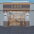 Modern Bright Dessert Shop Interior With Display Shelves Counter And Fresh Bread Cakes