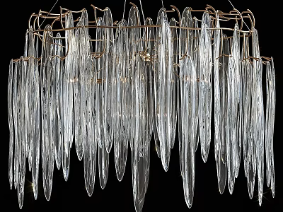 Modern Elegant Chandelier Design With Long Transparent Glass Pieces And Metal Frame 3d model