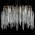 Modern Elegant Chandelier Design With Long Transparent Glass Pieces And Metal Frame