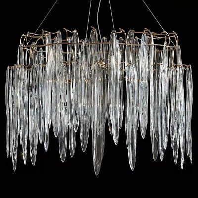 Modern Elegant Chandelier Design With Long Transparent Glass Pieces And Metal Frame 3d model