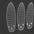 Three Colorful Surfboards Featuring Various Geometric And Stripe Patterns As Recreational Gear