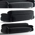 Black Striped Sectional Sofa With Comfortable Armrests And Soft Fabric Design 3d model