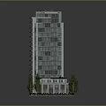 Contemporary City High - rise Apartment Tower With Balconies Swimming Pool And Trees