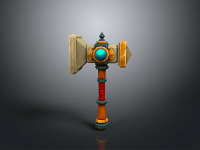 Hammer Warhammer Cartoon Hammer Magic Hammer Thor's Hammer Ancient Weapons Cold Weapons Medieval Items 3d model