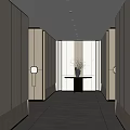 Elegant Modern Hotel Corridor With Wooden Panel Walls And Soft Ambient Lighting