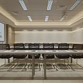 Modern Conference Room Interior With Long Table Black Chairs Large Screen And Company Logo