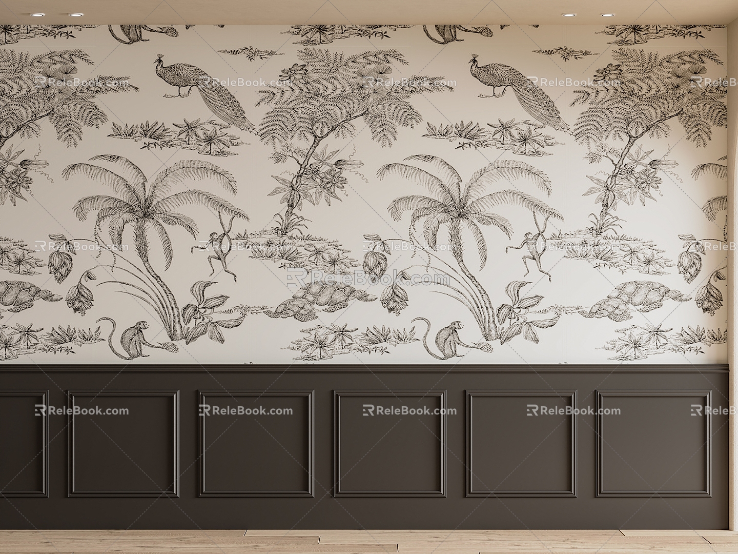 French Style Flower and Bird Wallpaper Background Wall Bedside Background Wall Flower and Bird Wallpaper Background Wall French Style Wallpaper Flower and Bird Wall Cloth Sofa Background Wall Background Wall 3d model