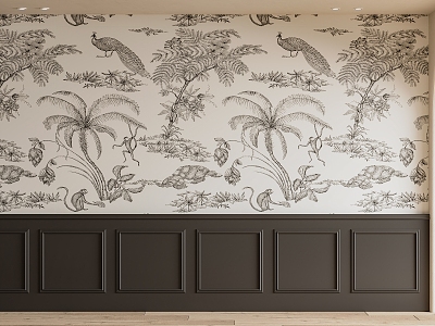 French Style Flower and Bird Wallpaper Background Wall Bedside Background Wall Flower and Bird Wallpaper Background Wall French Style Wallpaper Flower and Bird Wall Cloth Sofa Background Wall Background Wall 3d model