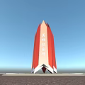 Red and White Hero Memorial Tower with Modern Architectural Design and Unique Shape