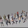 Group of Diverse People in Various Poses with Bicycle Standing Together
