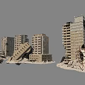 Collapsed Building Structures Featuring Damaged Multi Storey Buildings And Rubble 3d model