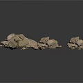 Natural Wooden and Stone Blocks with Rough Textured Surfaces for Decorative Use