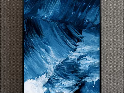 Abstract Painting With Blue And White Flowing Brushstrokes And Wave Like Patterns 3d model
