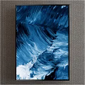 Abstract Painting With Blue And White Flowing Brushstrokes And Wave Like Patterns