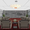 Hotel Lobby Interior With Mountain Landscape Background Reception Desk Sofa Seating And Windows