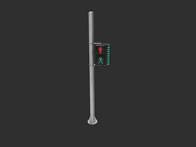 Car Approaching Traffic Light With Red Pedestrian Signal And Green Arrow 3d model