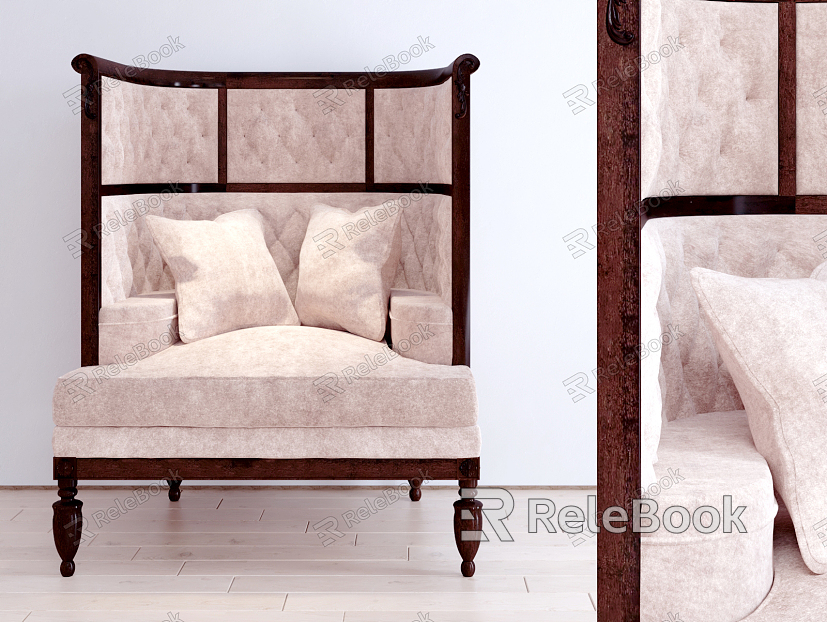 Retro Single Sofa Neoclassical Fabric Single Sofa model