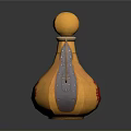 Decorative Daily Life Product Yellow Bottle With Red Floral Pattern And Metal Handles