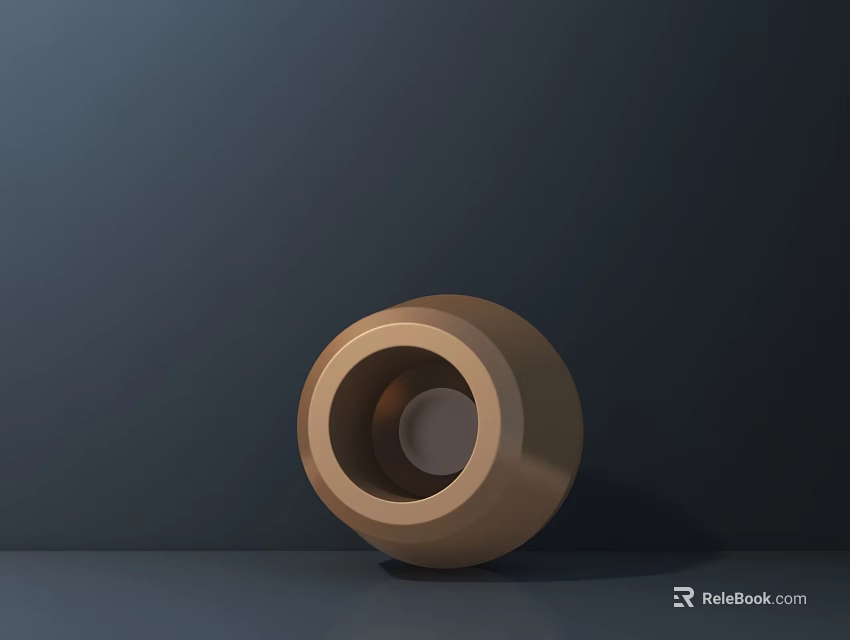 Artistic Brown Cylindrical Sculpture Carving With Circular Opening On Dark Background 3d model 
