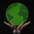 Green Grass Covered Earth Held By Human Hands For Environmental Protection 3d model