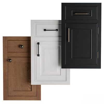 Various Styles Of Kitchen Cabinet Doors In Brown White And Black Colors 3d model