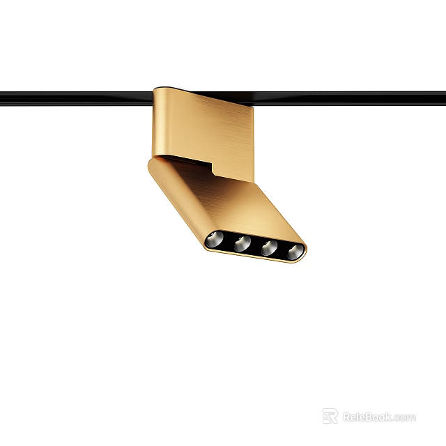 Contemporary Gold Track Mounted Downlight Spotlight With LED Bulbs And Sleek Design 3d model 