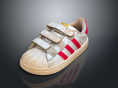 Comfortable White Sneakers With Red Stripes And Velcro Straps For Daily Use 3d model
