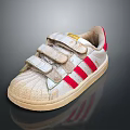 Comfortable White Sneakers With Red Stripes And Velcro Straps For Daily Use