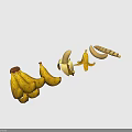 3D Rendered Fresh Bananas Bunch Single Unpeeled And Peeled Varieties