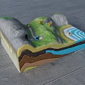 Commercial Geological Terrain Model With Layered Structure Water Area And Green Facilities