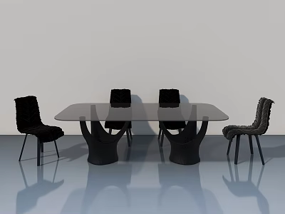 Modern Sliding Door Design For Dining Room With Glass Table And Black Chairs 3d model