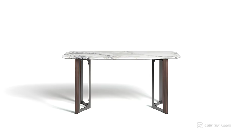 Modern Dining Table Featuring Marble Top And Metal Geometric Legs Design 3d model
