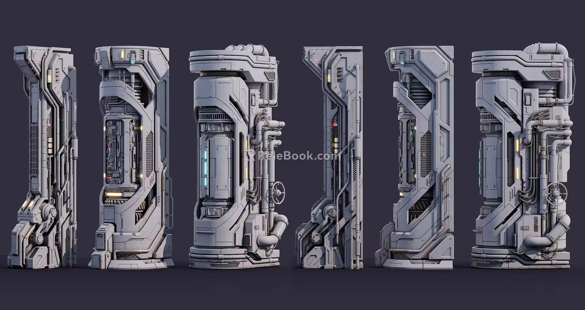 Sci-fi Pillar Column Sci-fi Parts Components Sci-fi Building Pillar Components Future Spaceship Components Parts Pillar Cyberpunk Pillar Parts 3d model