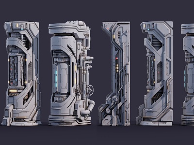 Sci-fi Pillar Column Sci-fi Parts Components Sci-fi Building Pillar Components Future Spaceship Components Parts Pillar Cyberpunk Pillar Parts model