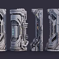 Sci-fi Pillar Column Sci-fi Parts Components Sci-fi Building Pillar Components Future Spaceship Components Parts Pillar Cyberpunk Pillar Parts 3d model