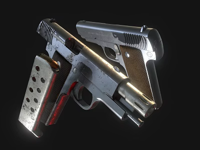 Vintage Metal Pistol Featuring Detachable Magazine And Detailed Grip Design 3d model