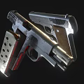 Vintage Metal Pistol Featuring Detachable Magazine And Detailed Grip Design
