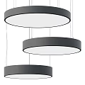 Modern Three Circular Pendant Lights With Black Frame And White Shade 3d model