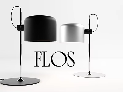 FLOS Modern Black and Silver Table Lamp Pair with Stylish Design for Home Office 3d model