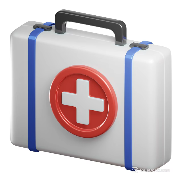 White Medical First Aid Kit With Blue Straps And Red Cross Design 3d model 
