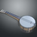 Handcrafted Wooden Banjo Instrument with Round Resonator Body and Fretboard Neck Featuring Metal Strings