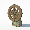 Traditional Agricultural Equipment Wooden Waterwheel With Stone Base For Farm Irrigation