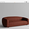 Modern Brown Leather Multi-Seat Sofa With Curved Armrests And Comfortable Design 3d model