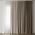 Elegant Window Curtains With Sheer Panels And Neutral Drapes For Interior Decor 3d model
