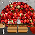 Open Public Office Space Featuring Strawberry Decor Wall And Photography Equipment Setup 3d model
