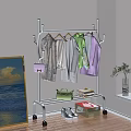 Modern Clothes Rack With Hanging Clothes Handbag Folded Clothes And Shoes